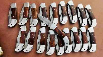 LOTE de 20 piezas Cuchillo Plegable de Caza de Acero Damasco, Cuchillos de Bolsillo con Funda Foto 1 de 4