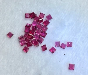 2.14CTS/35 PCS RUBY, SQUARE 1.7 TO 2 MM, TOP RED/PINK, RARE VVS TO VS QUALITY - Picture 1 of 3