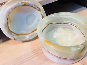 Contenitore in marmo onice vanità fatto a mano / scatola NRINKET/barattolo - Foto 1 di 5