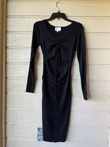 Torn by Ronny Kobo women Lightweight Knit Sweater Dress size Small Black Cut Out - Picture 1 of 7