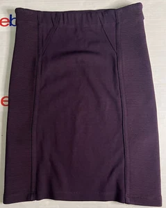 BCBG MAXAZRIA- XS DARK VIOLET MINI PENCIL SKIRT RAYON BLEND ELASTIC WAIST - Picture 1 of 6