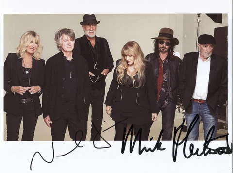 Fleetwood Mac Mick Fleetwood Neil Finn Signed 8" x 10" Photo Genuine In Person Cover