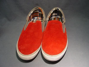 WOMENS "ENERGIES" RED & GRAY SUEDE SLIP ON SHOES, MENS SIZE 9. W EUR 42.5 - Picture 1 of 6
