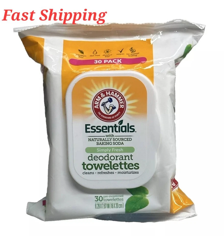 Arm & Hammer Essentials Simply Fresh Deodorant Towelettes 30ct - Image 1 of 1