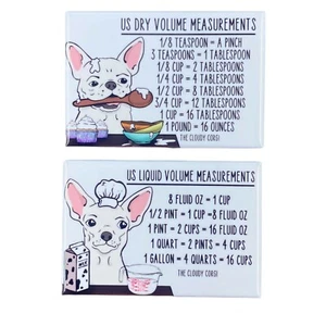 Weißer Chihuahua Hund Messtabelle Magnet Set Küche Kochen Backen Anleitung Geschenk - Bild 1 von 12