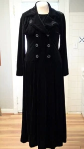 Canada Made Black Stretch Velvet Modest Hostess Robe/Gown Long Dress-Stunning-L - Picture 1 of 11