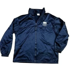 USA Olympic Track Jacket Full Zipper Long Sleeve Light Weight Polyester XL Navy - Picture 1 of 6