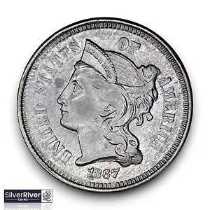 1867 Nickel Three Cent Piece (*UNC Condition*) - Picture 1 of 2