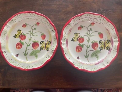 Set of two Nathalie Lete Red Strawberry Dinner  Plates by Anthropologie - Image 1 of 4
