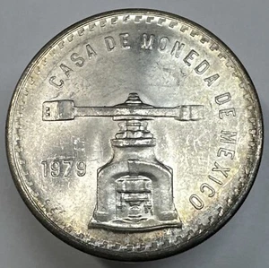 1979 Mexico Silver “Scales” Peso, Gem Uncirculated, 1 Oz .925 Fine Silver. - Picture 1 of 2