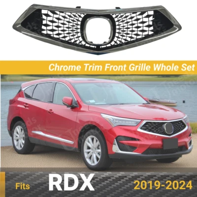 适用于讴歌 RDX 19-24 铬装饰 ABS 前保险杠上烤架/格栅全套 — 第 1/4 张图片