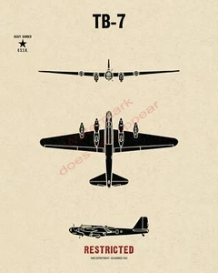 Poster riconoscimento aereo bombardiere russo TB-7 Petlyakov Pe-8 seconda guerra mondiale V-1 - Foto 1 di 7