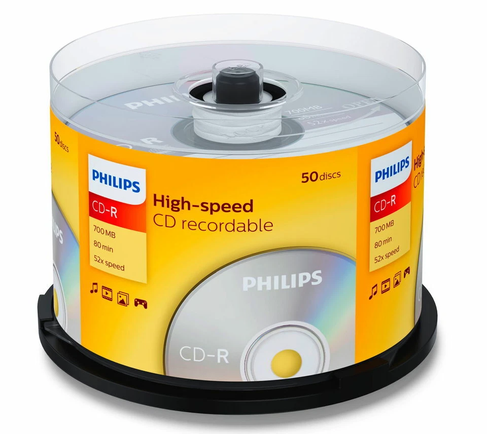 50 Philips Rohlinge CD-R 80Min 700MB 52x Spindel - Bild 1 von 1