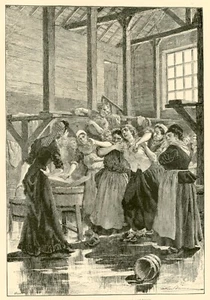 Gervaile and Virginia Altercation, women fighting, 1892 vintage B&W art print - Picture 1 of 4