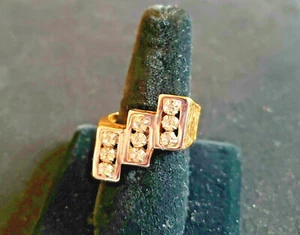 18K Yellow Gold Plated Chunky CZ Ring Size 11 Bold Design - Picture 1 of 7