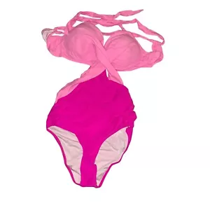 Two tone pink swim suit one piece cutouts XL - Picture 1 of 5