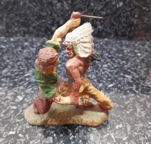 Figura de lucha Elastolin Vintage Vaquero del Salvaje Oeste e India Hecha en Alemania - Imagen 1 de 4