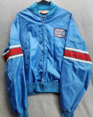 VTG Ask Blue Streak Pro Mens Jacket Large Patch SMP Racing Standard Motor Satin Cover