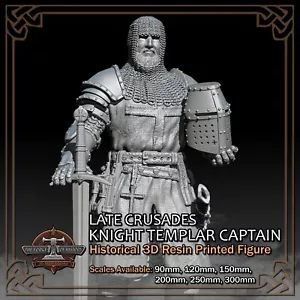 Crusader Knight Templar Captain - 3D Resin Printed Figure Model - 90mm to 300mm - Bild 1 von 16