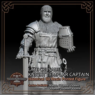 Crusader Knight Templar Captain - Scale 1/18 to 1/6 - 3D Resin Printed Figure - Image 1 of 4