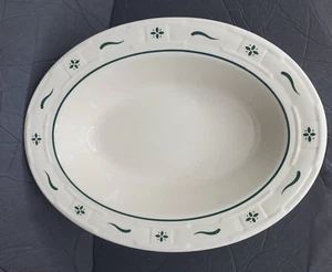 Plato para servir verduras Longaberger Pottery Woven Traditions verde ovalado EE. UU. - Imagen 1 de 9