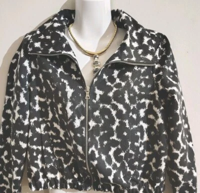 Ruby Rd. Women's Bomber Jacket Size 6P Black White  Lightweight  Jacket - Image 1 of 4