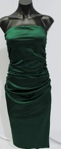 Windsor Damen Glanz trägerlos gerafftes Satin Midikleid EH6 Smaragd Medium Neu mit Etikett - Bild 1 von 5