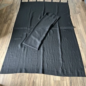 Schwarze Leinen Gardine Paneele Kiste und Fass 54”x84” klassisch Gothic chemisch gereinigt - Bild 1 von 10