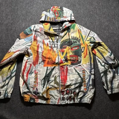 Jean-Michel Basquiat X Members Only Jacket Men Sz L Windbreaker Lined Hood Rare - Image 1 of 4