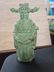 VINTAGE CAST IRON FIGURINE THE GOD OF PROSPERITY LU - Picture 1 of 4