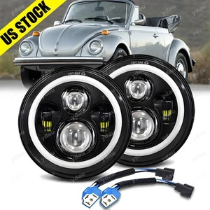 Pair 7inch For 90-97 Mazda NA Miata MX5 MX-5 H6024 LED Headlights Halo Angel Eye - Picture 1 of 10