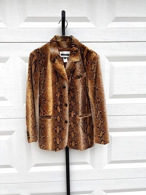 Желтовато-коричневый бархат змеиной кожи печать куртка Blazer Votre Nom Париж XL готический дикий в сердце - Изображение 1 из 4