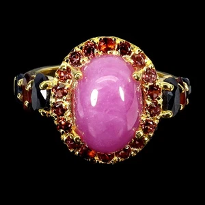 925 Sterling Silver Ring Oval Ruby 13x9mm Sapphire Gemstone Jewelry Size 7 - Picture 1 of 14