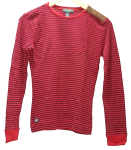 Ralph Lauren Jeans Co Stripe Shirt Damen S Faux Suede Patches Preppy Americana - Bild 1 von 9