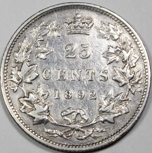 1892 25 Cent Kanada 510K Auflage sehr schön plus Details KM 5 kostenloser Versand - Bild 1 von 5
