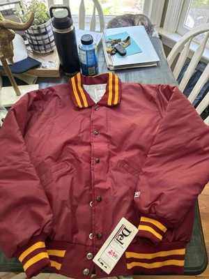 Vintage Delong Sportswear Bomber Jacket L Red Yellow Letterman Varsity Sport NWT - Image 1 of 4