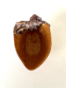 Terrafirma USA Keramik Schale Kürbisblätter 1999 braun, goldbraune Glasur - Bild 1 von 6