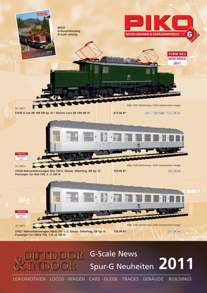 PIKO 2011 G-Scale News Outdoor & Indoor Catalog 1/22.5 45mm.          D E aa - Image 1 of 1