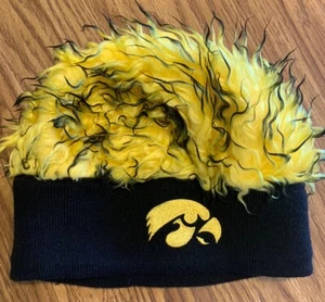 Iowa Hawkeyes Fuzzy Winter Hat, Fan Favorite, Black &Yellow, One Size, Acrylic - Picture 1 of 7