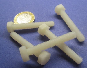 Tap Bolt, FT, Nylon, Metric, Natural M6 x 1.0 x 40 mm Length, 100 pc - Picture 1 of 17