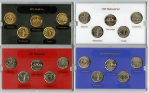 1999 & 2001 State Quarter Collection Platinum Gold Philadelphia Denver Mint Set - Picture 1 of 8
