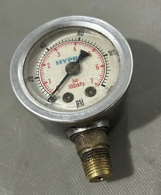 Hypro Pressure Gauge,2" Dia,0-100 PSI,1/4 NPT Lower Mount - Image 1 of 3