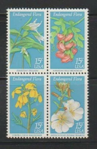 USA FLOWER STAMPS 1979 ENDANGERED FLOWERS BLOCK MNH - FL348 - Picture 1 of 1