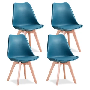 Set di 4 Sedie da pranzo cucina stile nordico con gambe in faggio verde scuro - Foto 1 di 12