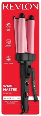 Revlon 3 Barrel Jumbo Hair Waver | Long-Lasting, Natural Looking Waves - Pink - Image 1 of 4