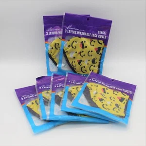 Lote de 7 | Máscara facial elástica ajustable lavable de 3 capas IQ Apparel EMOJIS - Imagen 1 de 2