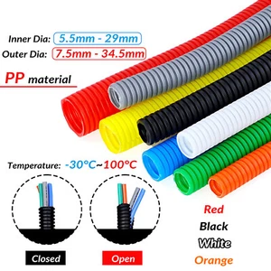 Conduit Spilt Cable Tidy Flexible Tube Convoluted Protection Tubing PP Organiser - Picture 1 of 15