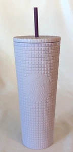 NEW Starbucks 24 oz Tumbler 2021 matte lilac purple soft grid venti cold cup - Picture 1 of 3