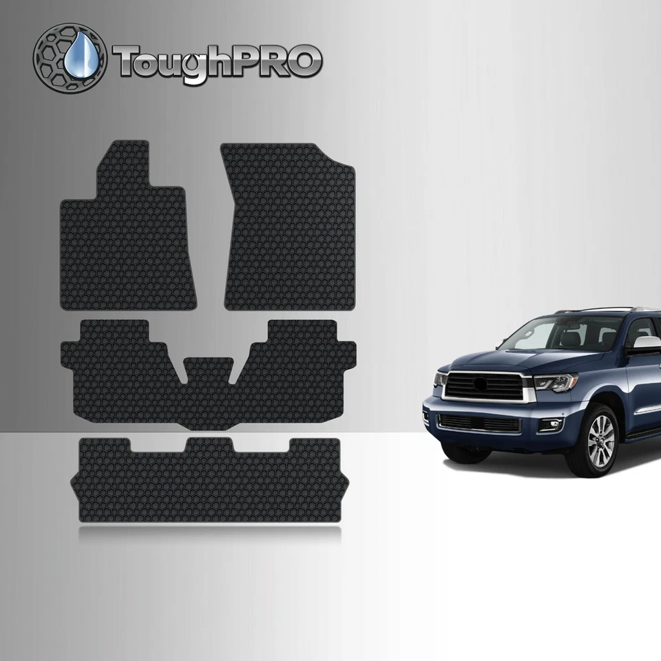 ToughPRO Floor Mats+3rd Row Black For Toyota Sequoia 2nd Row W/Console 2008-2022 - Image 1 of 4