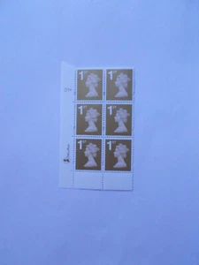 De La Rue 1st Class PiP Gold Machin in Cylinder Block of 6 Cyl D1 dot Superb U/M - Picture 1 of 1